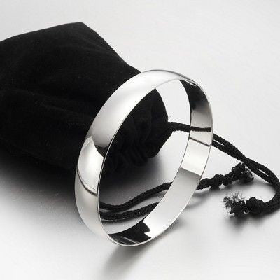 Extra Wide 925 Sterling Silver Plated  Women's 13mm Plain Bangle - USA Made-2