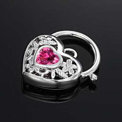 925 Sterling Silver Plated Pink Filigree Heart Locket - USA Made-2